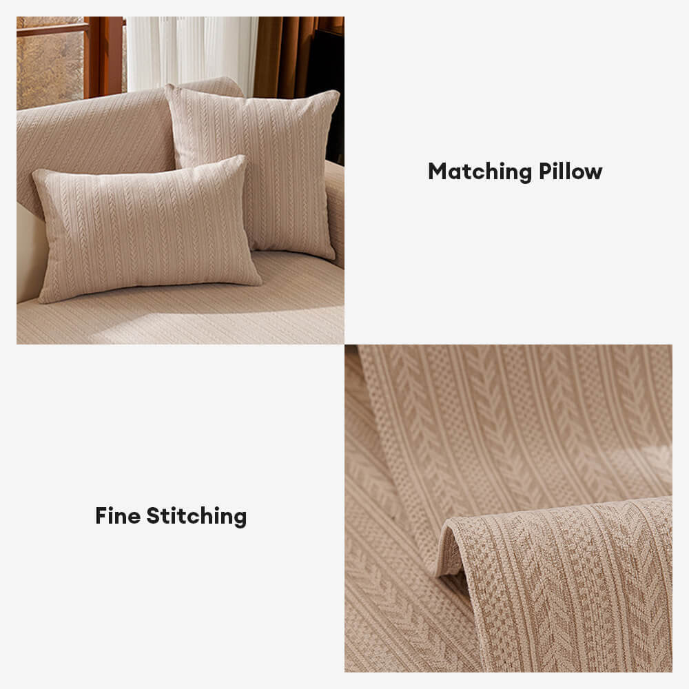 Minimalist Waterproof Wheat Stripe Design Chenille Sofa Cover