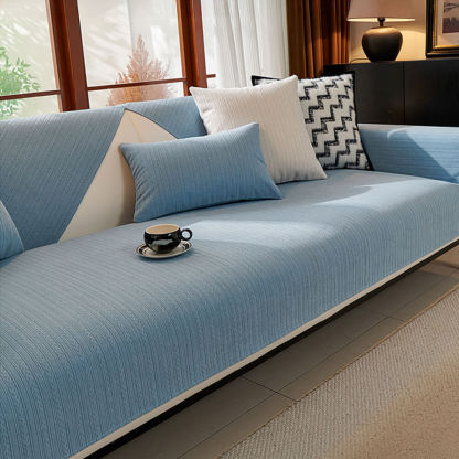 Minimalist Waterproof Wheat Stripe Design Chenille Sofa Cover