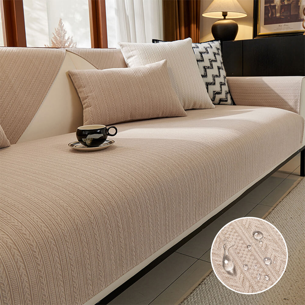 Minimalist Waterproof Wheat Stripe Design Chenille Sofa Cover