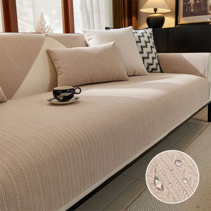 Minimalist Waterproof Wheat Stripe Design Chenille Sofa Cover