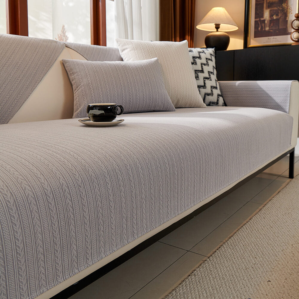 Minimalist Waterproof Wheat Stripe Design Chenille Sofa Cover