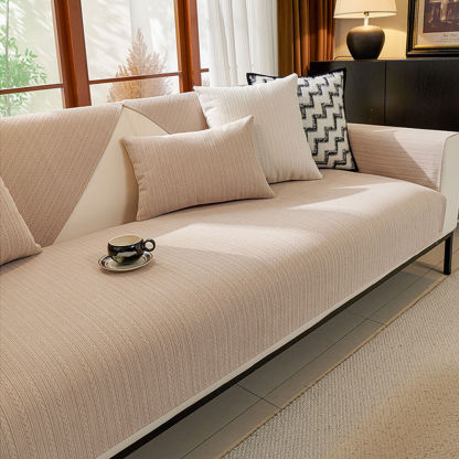 Minimalist Waterproof Wheat Stripe Design Chenille Sofa Cover