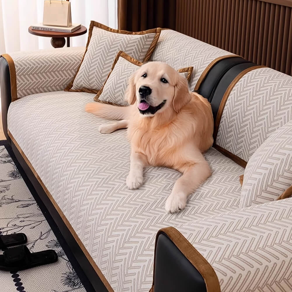 Modern Chic Herringbone Chenille Anti-scratch Non-Slip Sofa Cover