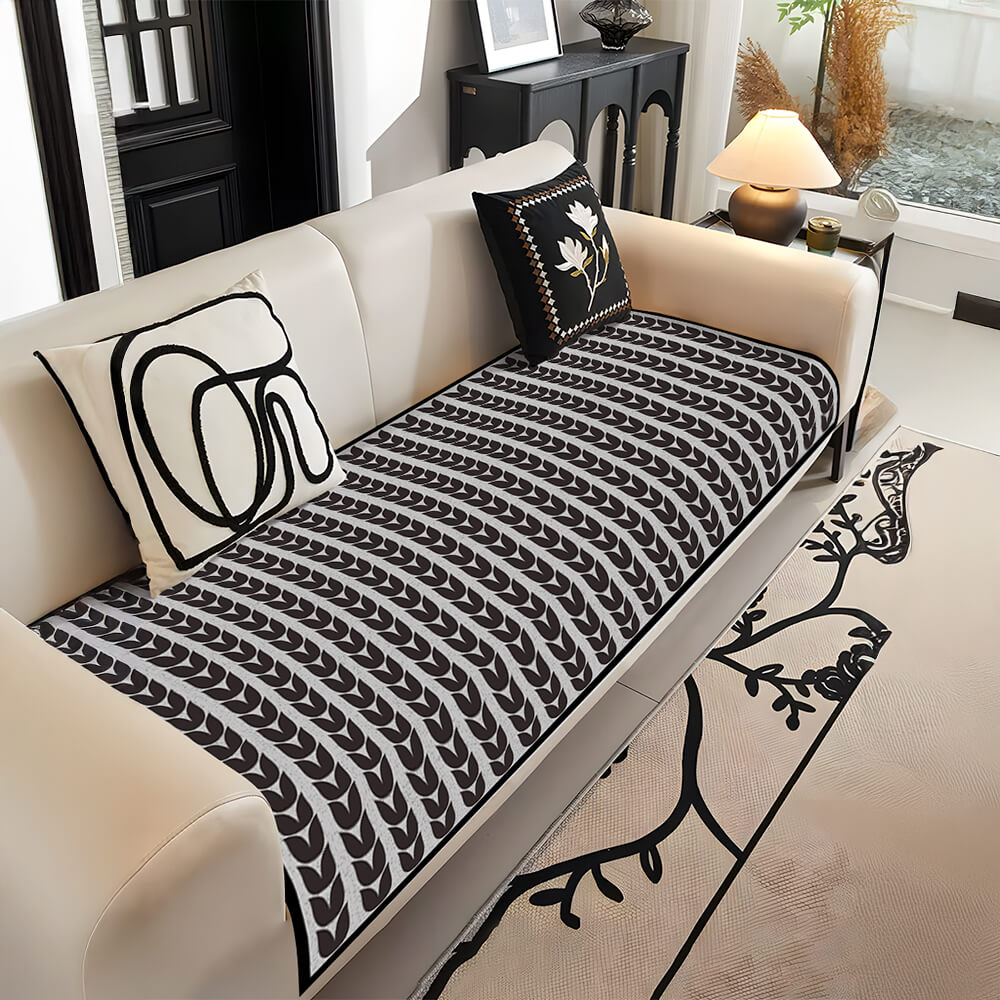 Modern Ice Silk Wheat Pattern Breathable Anti Slip Sofa Cover