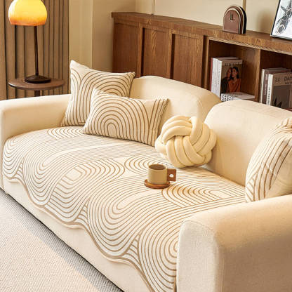 Modern Lines Chenille Artistic Sofa Protector Irregular Sofa Cover