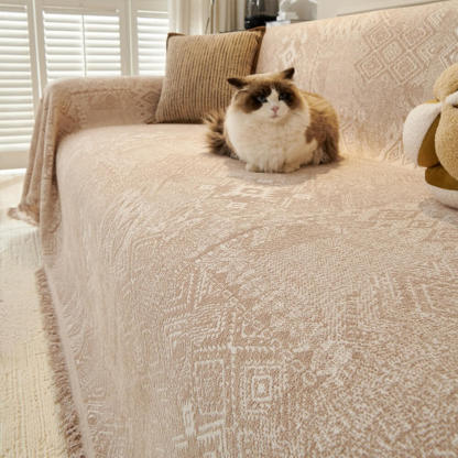 Moroccan Pattern Reversible Chenille Cat-Scratch Resistant Throw Sofa Cover