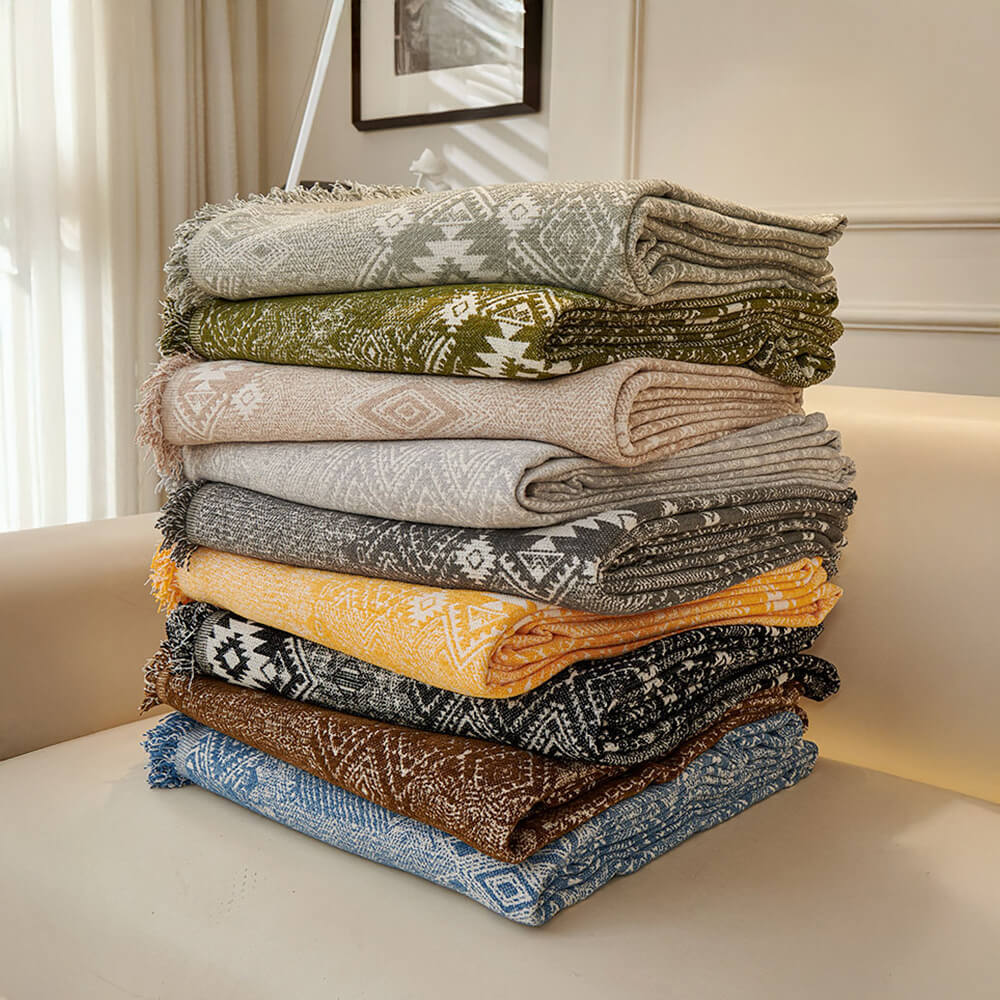 Moroccan Pattern Reversible Chenille Cat-Scratch Resistant Throw Sofa Cover