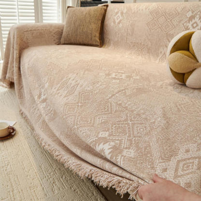 Moroccan Pattern Reversible Chenille Cat-Scratch Resistant Throw Sofa Cover