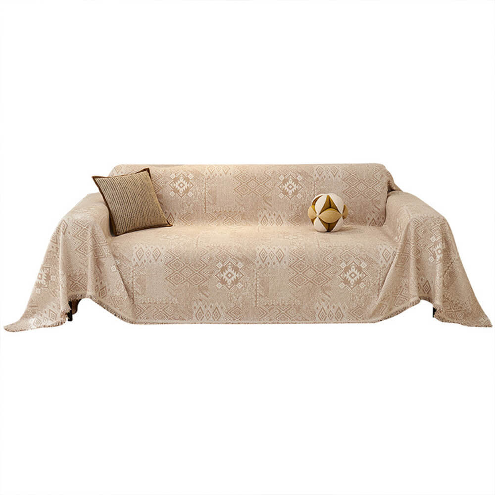 Moroccan Pattern Reversible Chenille Cat-Scratch Resistant Throw Sofa Cover