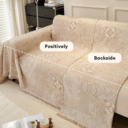 Moroccan Pattern Reversible Chenille Cat-Scratch Resistant Throw Sofa Cover
