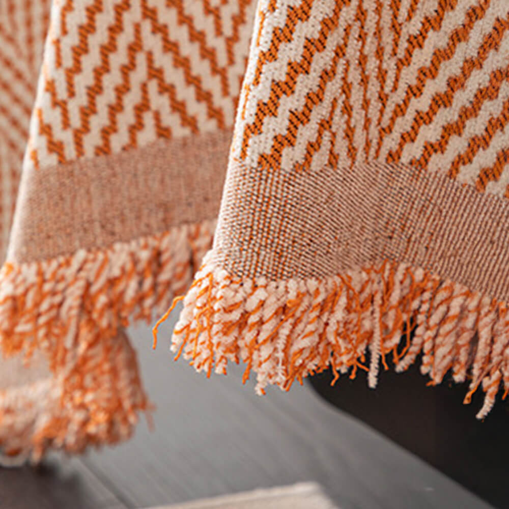 Premium Chenille Textured with Stylish Fringe Sofa Cover
