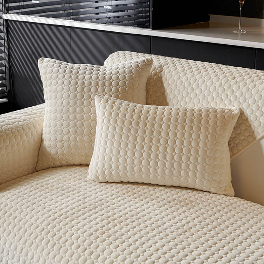 Round Quilted Suede Moisture-Absorbent Breathable Non-Slip Sofa Cover