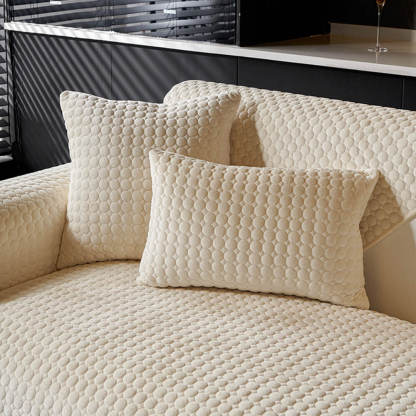 Round Quilted Suede Moisture-Absorbent Breathable Non-Slip Sofa Cover