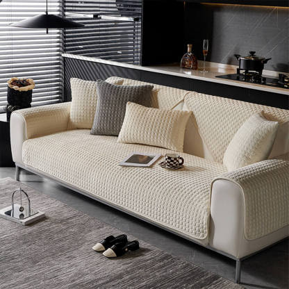 Round Quilted Suede Moisture-Absorbent Breathable Non-Slip Sofa Cover