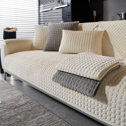 Round Quilted Suede Moisture-Absorbent Breathable Non-Slip Sofa Cover