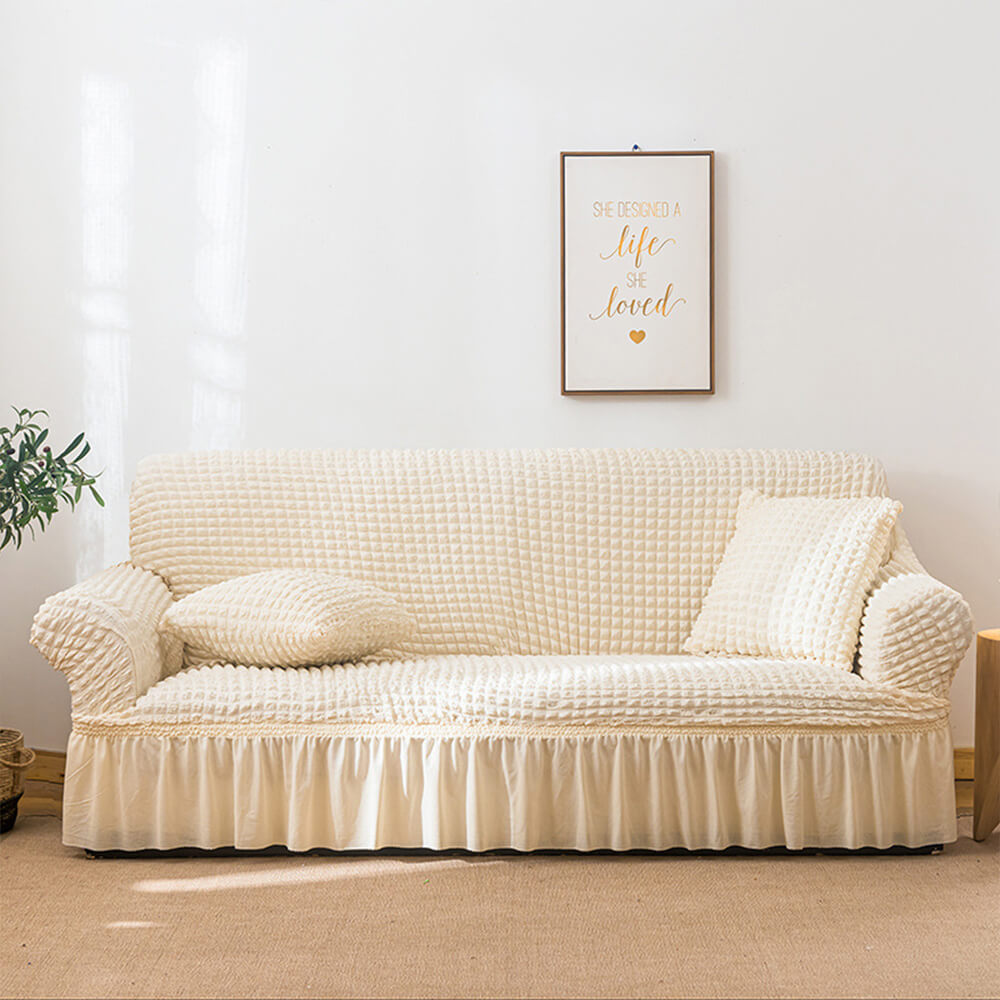 Seersucker Non-Pilling Romantic Skirted Magic Sofa Cover