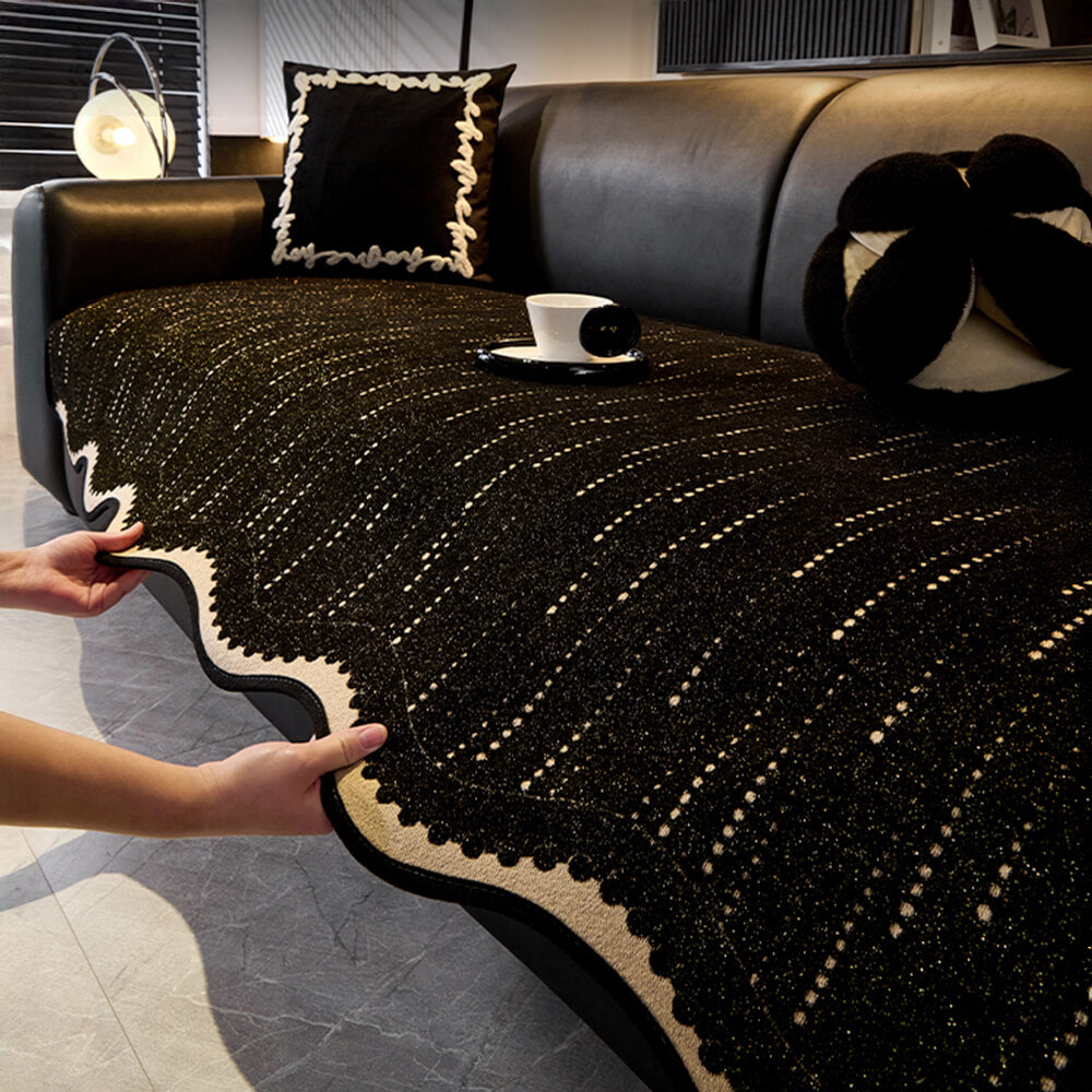 Trendy Chenille Anti-Scratch Elegant Wavy Shaped Sofa Cover
