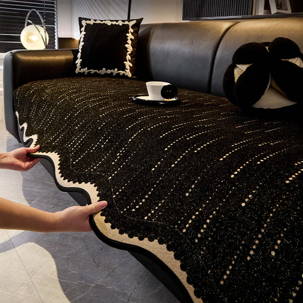 Trendy Chenille Anti-Scratch Elegant Wavy Shaped Sofa Cover
