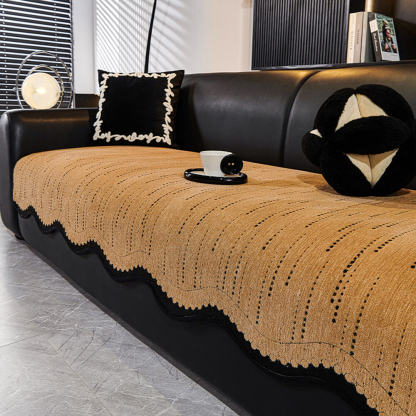 Trendy Chenille Anti-Scratch Elegant Wavy Shaped Sofa Cover