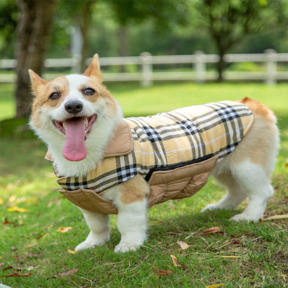 Ultra Warm Plaid Turtleneck Skin Friendly Velcro Dog Jacket FunnyFuzzy