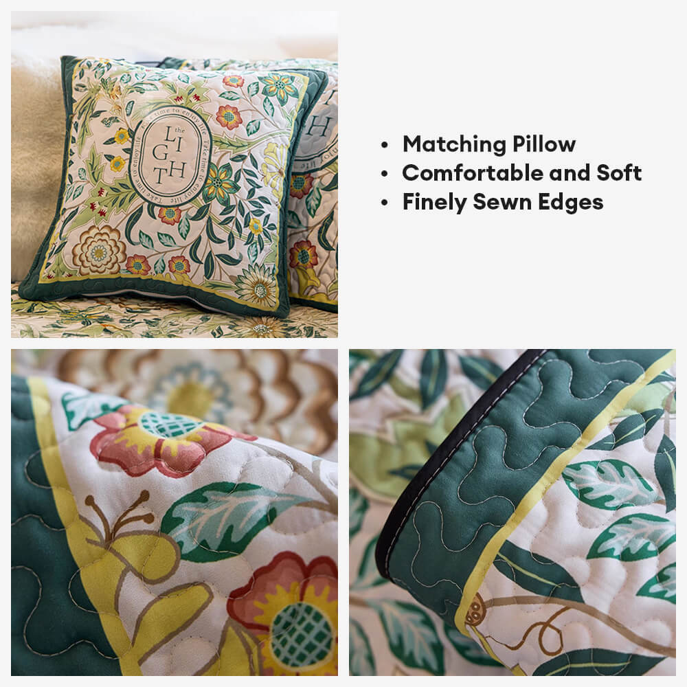 Vintage Botanical Quilted Non-Slip Sofa Cover – French Farmhouse Style