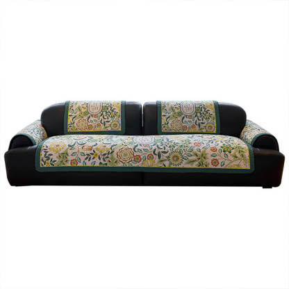Vintage Botanical Quilted Non-Slip Sofa Cover – French Farmhouse Style