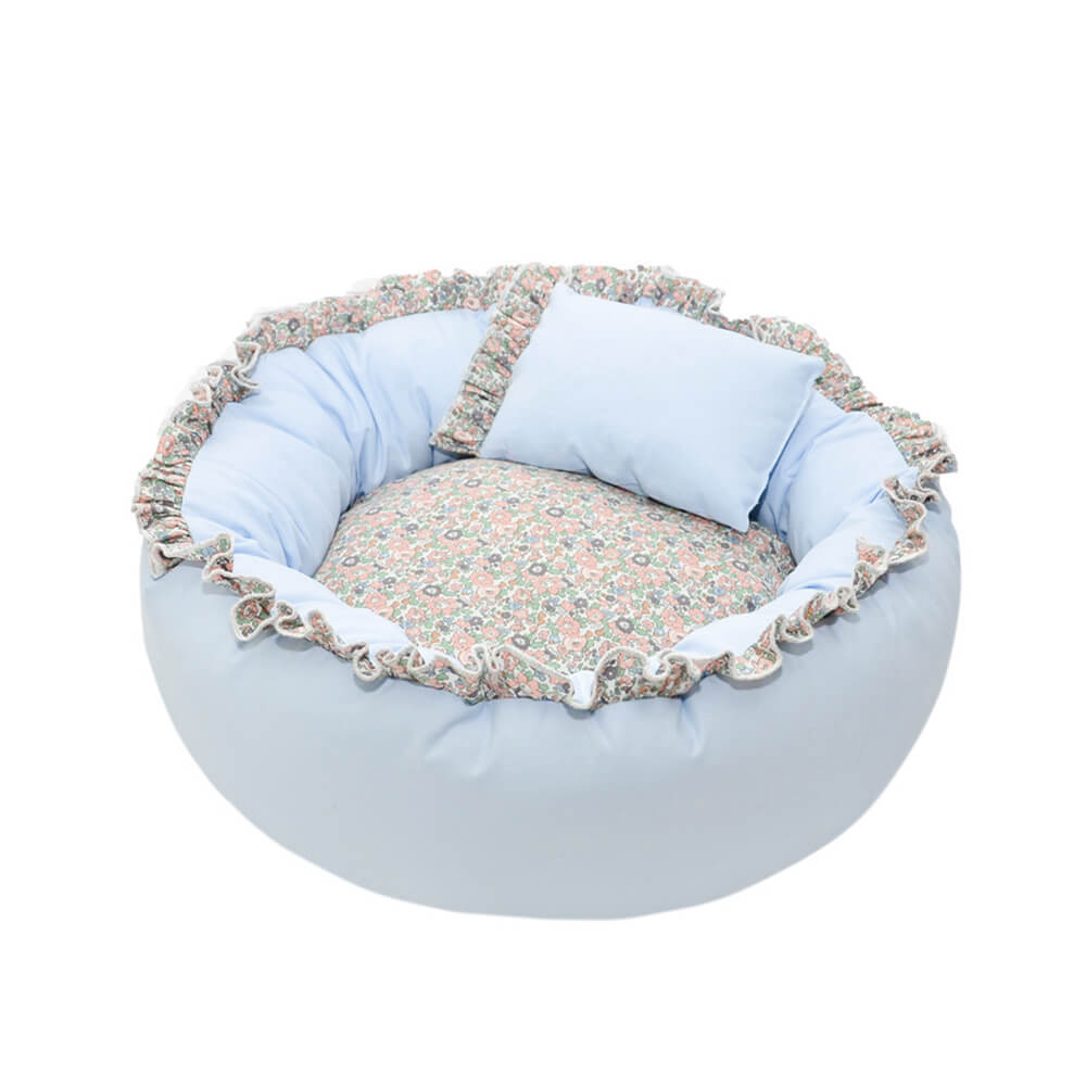 Vintage Pastoral Floral Cosy Round Cat Bed