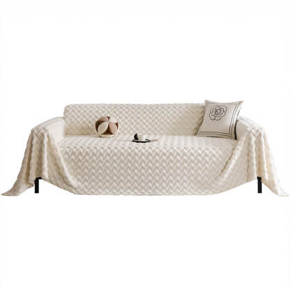 Wave Chequered Velvet Multicolour Multifunctional Sofa Cover