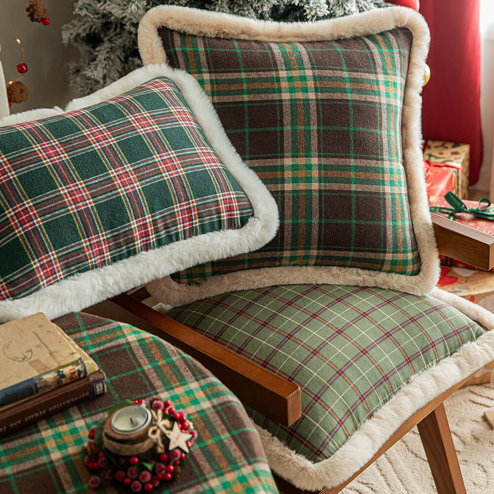 Plaid sofa pillows best sale