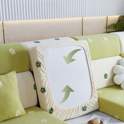 Floral Embroidered Fleece Sofa Anti-Scratch Stretch Sofa Cover