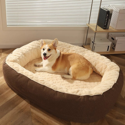 Fluffy Deep Sleeping Large Oval Dog Bed