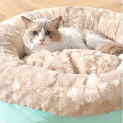 Fluffy Faux Rabbit Fur Warm Donut Dog & Cat Bed