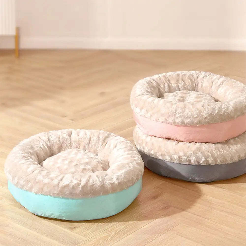 Fluffy Faux Rabbit Fur Warm Donut Dog & Cat Bed