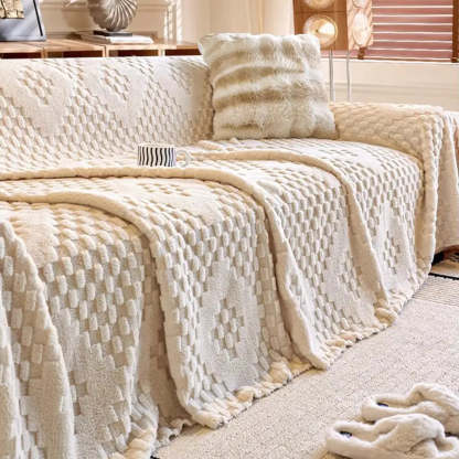 Fluffy Jacquard Velvet Scratch-Resistant Thickened Sofa Blanket Sofa Cover