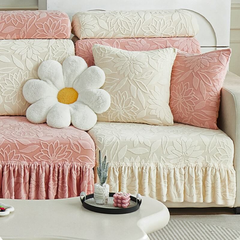 Sofa cover with ruffles sale