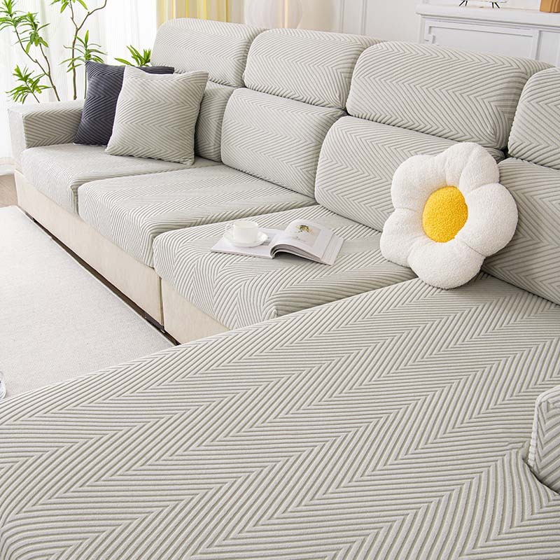Fully Wrapped Herringbone Waterproof Sofa Cover