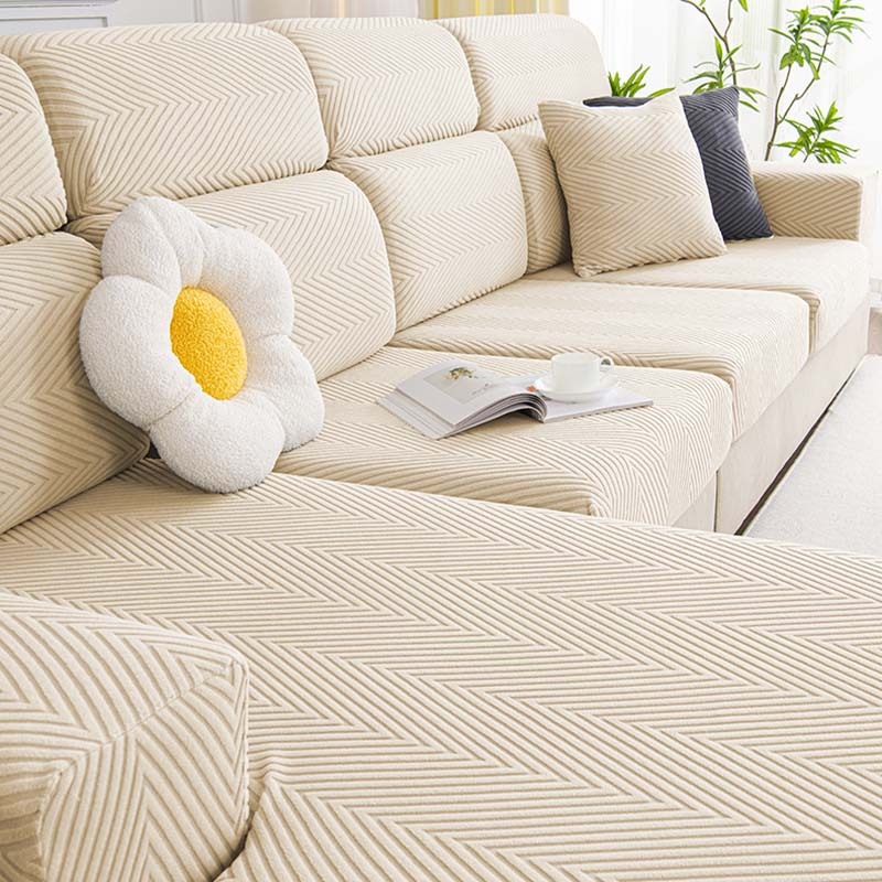 Fully Wrapped Herringbone Waterproof Sofa Cover