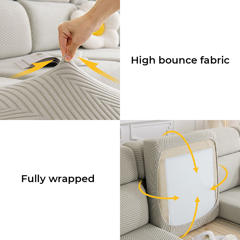 Fully Wrapped Herringbone Waterproof Sofa Cover