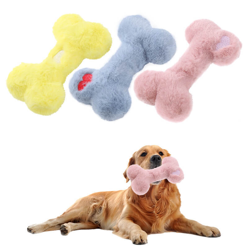 Funny Bone Squeaky Plush Toy Dog Chew Toy-FunnyFuzzy