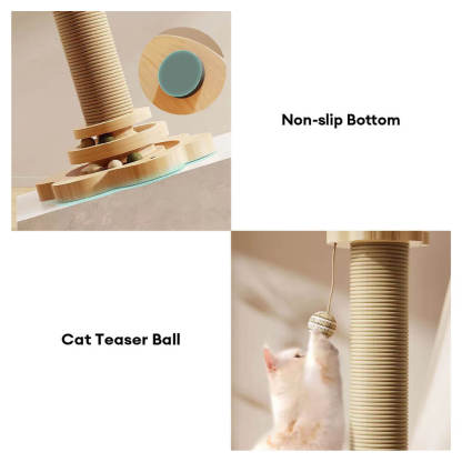 Sturdy Cat Scratching Post with Rotating Track and Teaser Ball