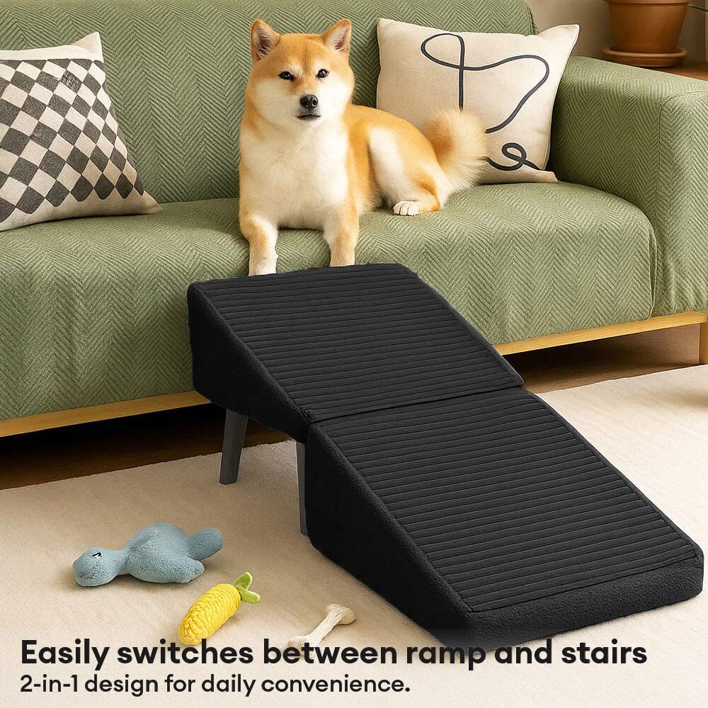 2-in-1 Convertible Wooden Home Step Stool Dog Ramp Steps
