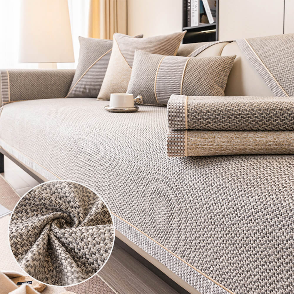 Breathable Woven Cotton Linen Non-Slip Sofa Cover