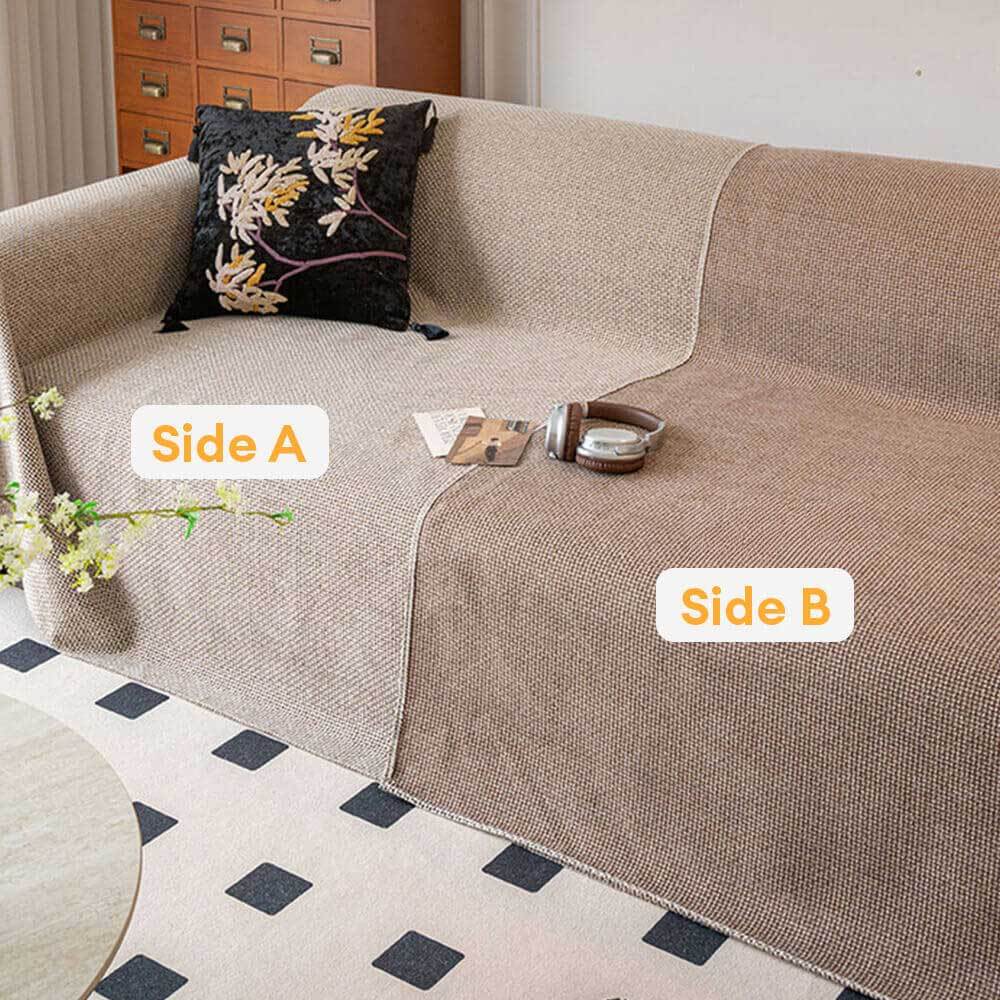 Breathable Woven Linen-Look Scratch-Resistant Throw Sofa Cover