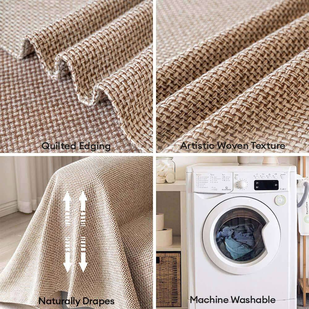 Breathable Woven Linen-Look Scratch-Resistant Throw Sofa Cover