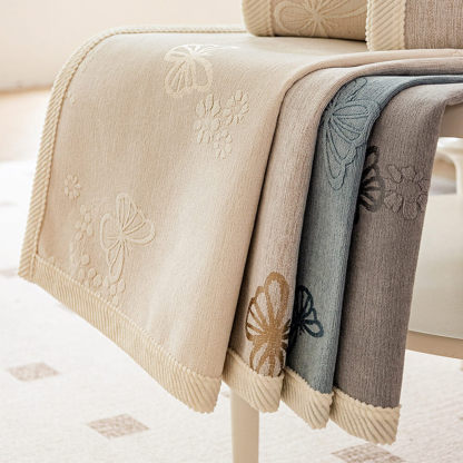 Chenille Anti-Slip Butterfly Pattern Morandi Colour Sofa Cover
