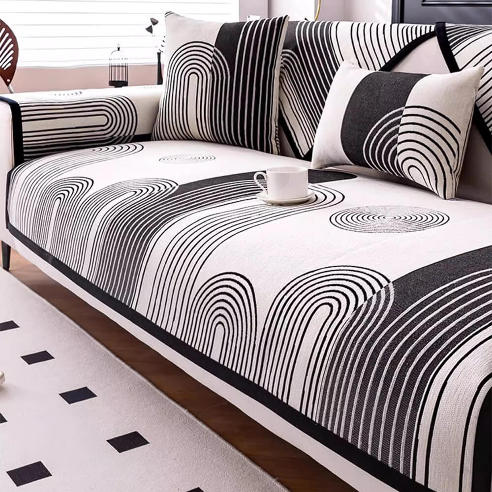 Chenille Arch Pattern Scratch-Resistant Sofa Cover