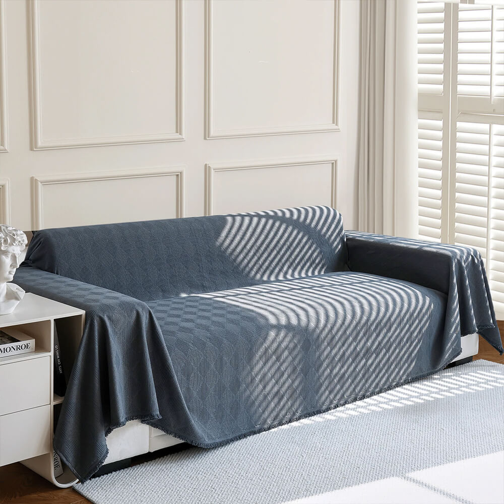 Diamond-Pattern Chenille Cat-Scratch Resistant All-Season Throw Sofa C