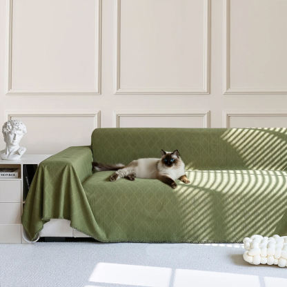 Diamond-Pattern Chenille Cat-Scratch Resistant All-Season Throw Sofa Cover