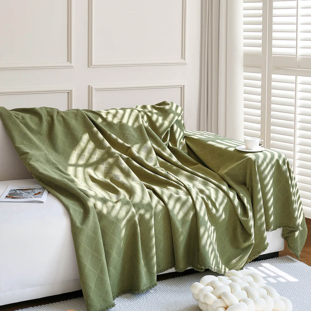 Diamond-Pattern Chenille Cat-Scratch Resistant All-Season Throw Sofa Cover