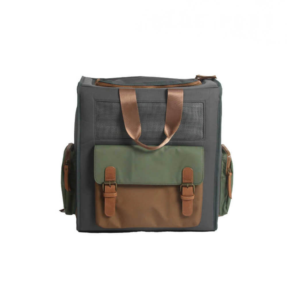 Dual-Colour Breathable Waterproof Canvas Outdoor Pet Carrier Backpack